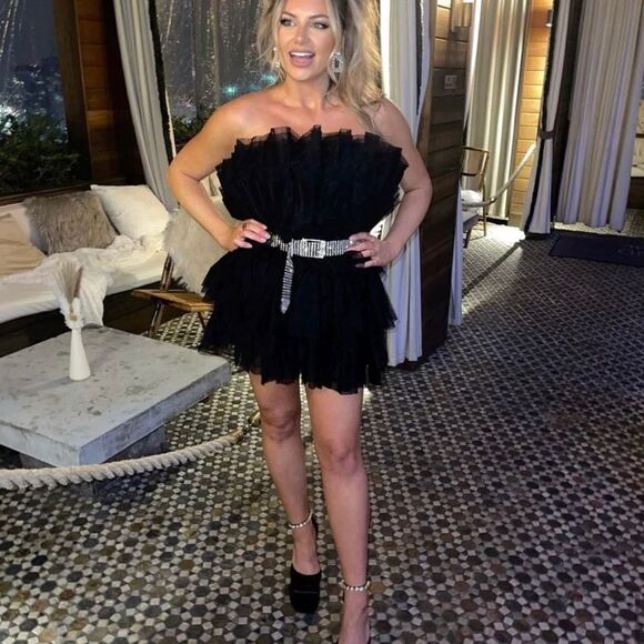 Buddylove powder puff strapless tulle mini dress black-xs - Picture 2 of 10